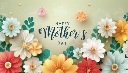 Mother's day greeting design with beautiful blossom flowers