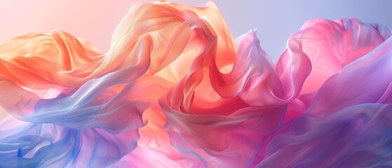 Obraz premium Graceful silk ribbons dance in the wind, capturing the essence of movement with soft pastel tones