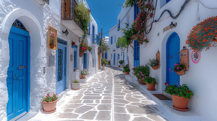 narrow street in village city