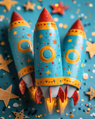 party hats and confetti