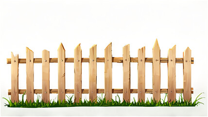 Realistic wooden fence with grass ,png