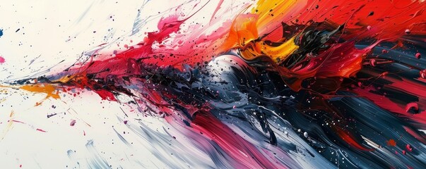 Abstract paint brushes, wild strokes in a dynamic dance, capturing the motion with splatters and drips