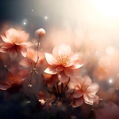 Very beautiful fancy peach-colored flowers bathed in the sun with highlights of the side