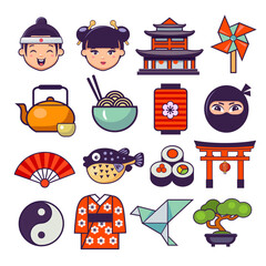 set of japanese vector icons