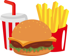 Hamburger And French Fries Vector Illustration