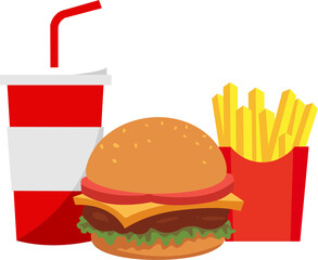 Hamburger And French Fries Vector Illustration