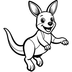 Cute Baby Kangaroo Line Art vector 