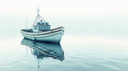 Fototapeta premium A small boat is floating on the water