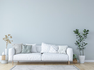 Chic modern interiors composition with minimalist decor. Home interior design concept image.