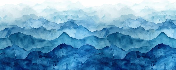 Ocean-inspired abstract watercolor with smoothly blending blue and teal waves