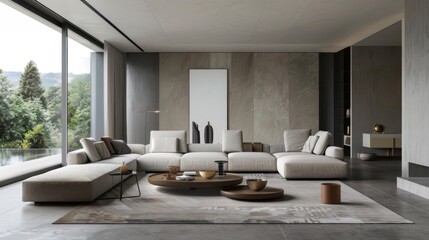 A minimalist living room with sleek furniture and neutral tones, embodying the chic simplicity of modern minimalism in interior design.