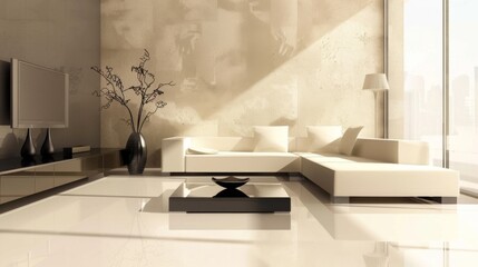 A minimalist living room with sleek furniture and neutral tones, embodying the chic simplicity of modern minimalism in interior design.