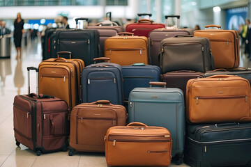 A bunch of suitcases at the airport - cargo control, baggage allowance and hand luggage parameters on the plane, security, check-in and delivery of personal belongings. 