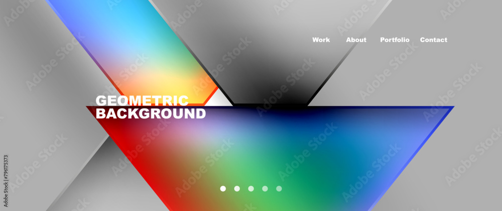 Poster a colorful geometric background featuring a rainbowcolored triangle on a sleek gray backdrop. the el
