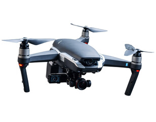 A drone flying in the sky, capturing aerial footage for internet-based mapping services.
