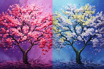Blossoming Cherry Tree Gradients: Enchanting Blossom Spectrum Splash