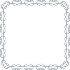 Square rope frame isolated on white background. Twisted cord.