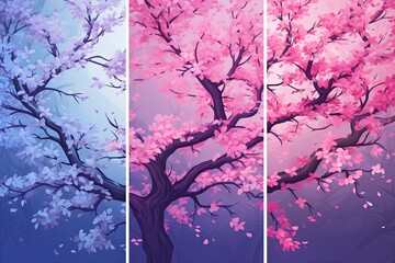 Blossoming Cherry Tree Gradients: Serene Petal Harmony