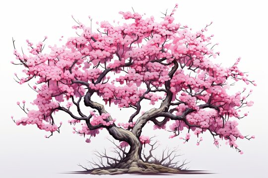 Sakura Tree Elegance: Blossoming Cherry Tree Gradients in Full Bloom