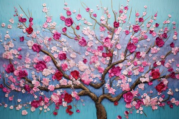 Blossoming Cherry Tree Gradients: Vibrant Floral Tapestry Delight