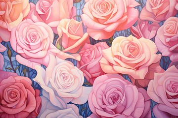 Blush Rose Garden Gradients - Pastel Rose Garden Art