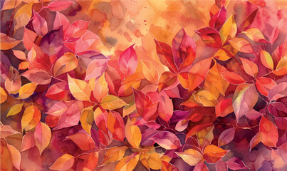 watercolor autumn leaves background pattern bright 