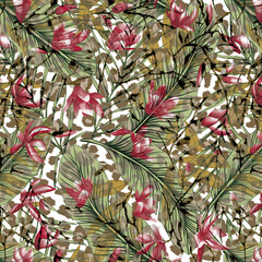 Textile and digital seamless pattern floral design