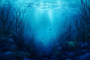Fototapeta na wymiar Submerged Blue Gradients: Deep Ocean Gradient Mystique
