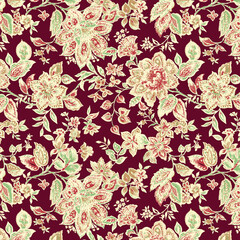 Textile and digital seamless pattern floral design