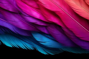 Exotic Bird Feather Gradients: Jungle Plumage Delight. - obrazy, fototapety, plakaty