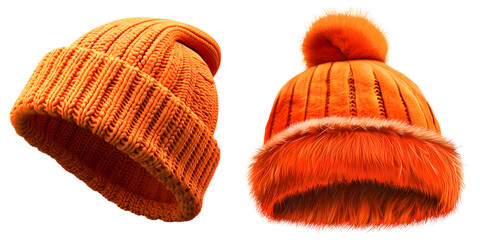 orange warm winter hat isolated on transparent png background