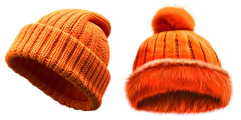 orange warm winter hat isolated on transparent png background