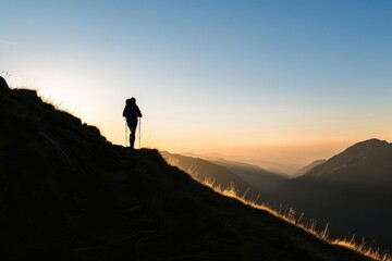 Fototapeta premium People hiking along winding mountain paths