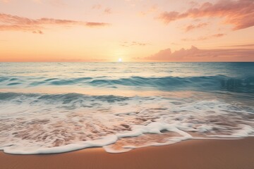 Fototapeta na wymiar Golden Hour Beach Tranquility: A Gradients of Sunset Hues