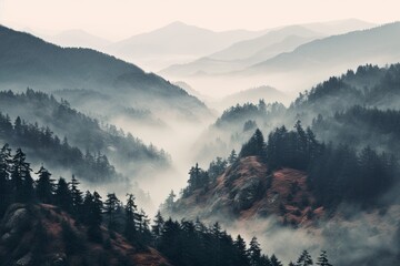 Misty Highland Gradient Moods: Rugged Terrain Color Blend