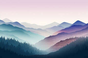 Fototapeta premium Misty Highland Gradient Moods: Undulating Hill Gradients Capture Serene Landscapes