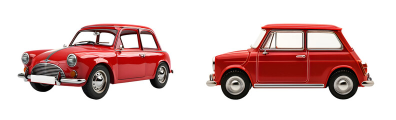 Red retro car model isolated on transparent png background © Ployker