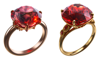  ring with a ruby isolated on transparent png background