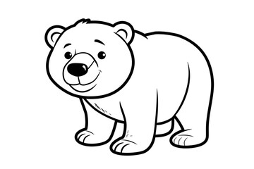 Basic cartoon clip art of a Bear, bold lines, no gray scale, simple coloring page for toddlers