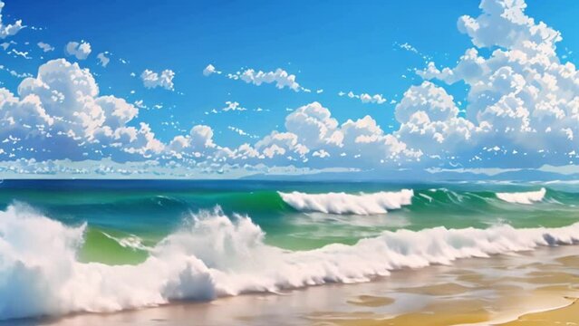 video beach view with waves and sand during the day
