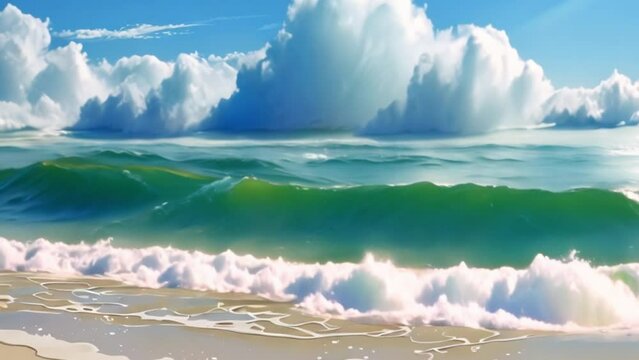 video beach view with waves and sand during the day