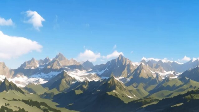 video mountain view with clear sky and white clouds