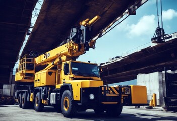 'crane truck white background lifting lift transport hook telescopic isolated steel heavy machinery tool hydraulic load cable raise movable vehicle technology lifter mobile industrial'