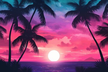 Tropical Sunset Gradient Visions: Balmy Night Sky Luxuries