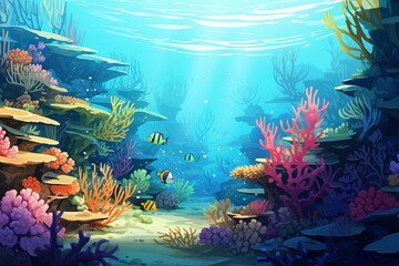 Fototapeta na wymiar Underwater Reef Coral Gradients - Glowing Aquatic Harmony Symphony