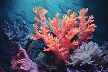 Fototapeta na wymiar Exotic Marine Gradients: Underwater Reef Coral Delights