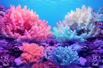 Fototapeta na wymiar Underwater Coral Gradients: Majestic Ocean Floor Hues