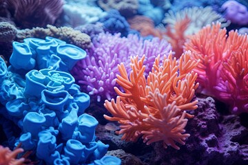 Naklejka na ściany i meble Vibrant Oceanic Blue Coral: Underwater Reef Coral Gradients