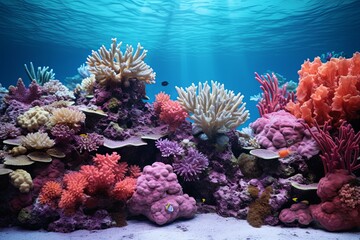 Fototapeta na wymiar Underwater Reef Coral Gradients: Peaceful Lagoon Color Symphony