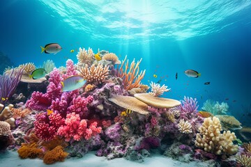 Underwater Reef Coral Gradients: Peaceful Lagoon Colors